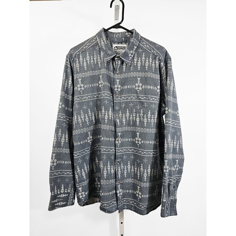 Mountain Khakis Jackson Hole XL Men's Gray Jacquard Southwestern Button Down